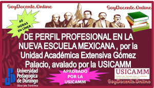 CURSO DE PERFIL PROFESIONAL EN LA NUEVA ESCUELA MEXICANA (40 HORAS), por la Unidad Académica Extensiva Gómez Palacio, avalado por la USICAMM (MODALIDAD EN LÍNEA)
