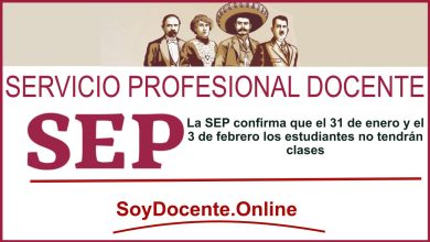 La SEP confirma que el 31 de enero y el 3 de febrero los estudiantes no tendrán clases