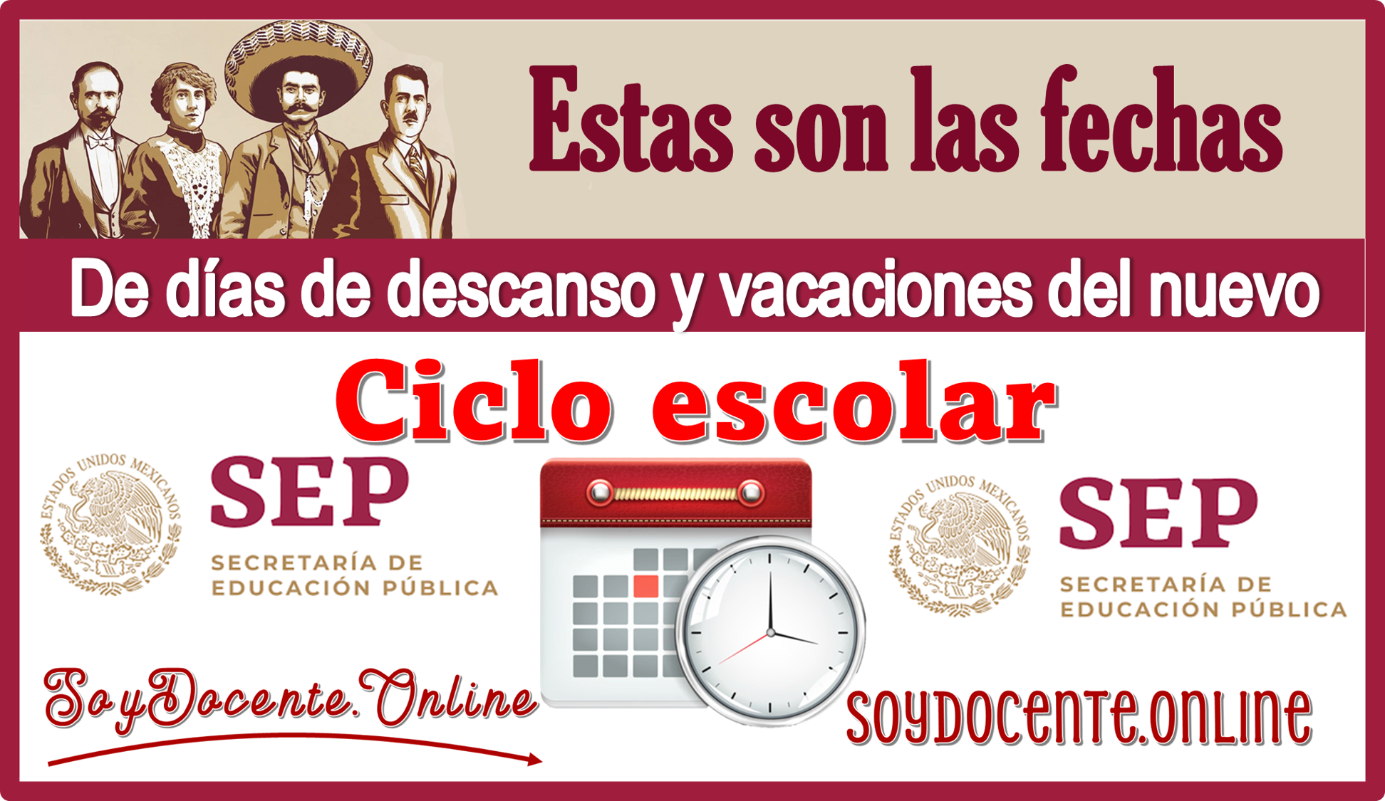 Estas son las fechas de días de descansos y vacaciones del nuevo ciclo escolar 