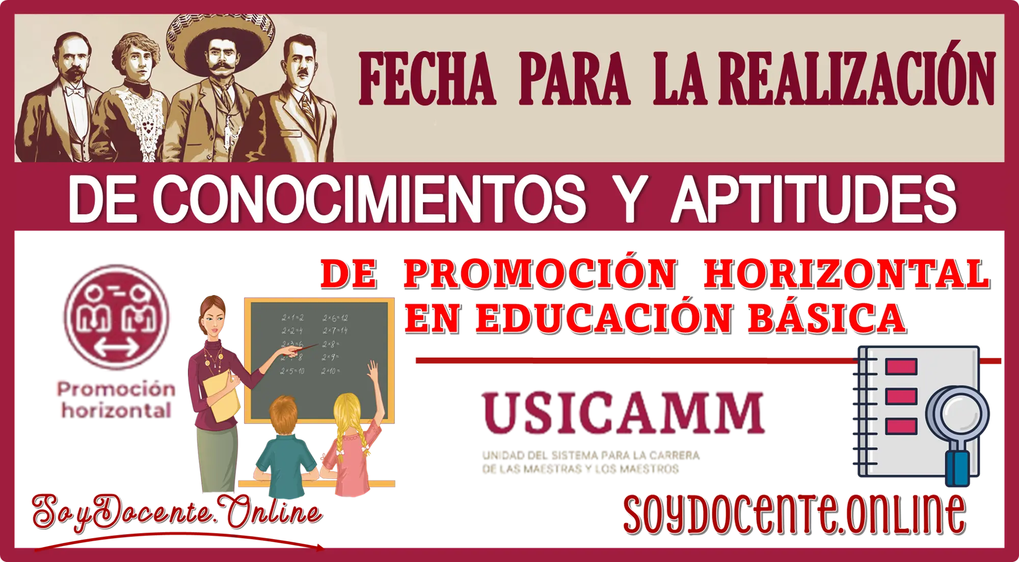 FECHA PARA LA REALIZACIÓN DE CONOCIMIENTOS Y APTITUDES DE PROMOCIÓN HORIZONTAL EN EDUCACIÓN BÁSICA 