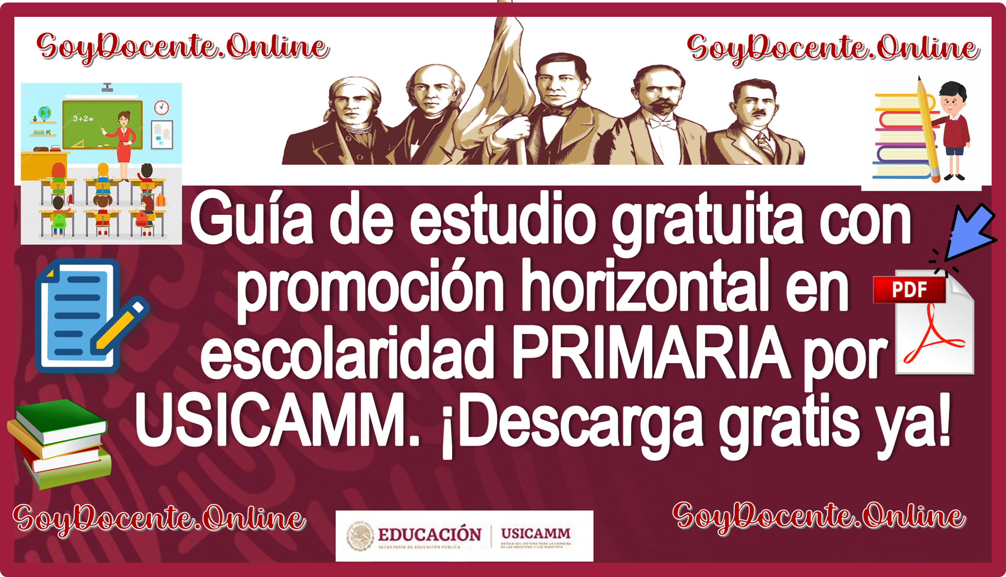 Guía de estudio gratuita con promoción horizontal en escolaridad PRIMARIA por USICAMM 2024-2025. ¡Descarga gratis ya!