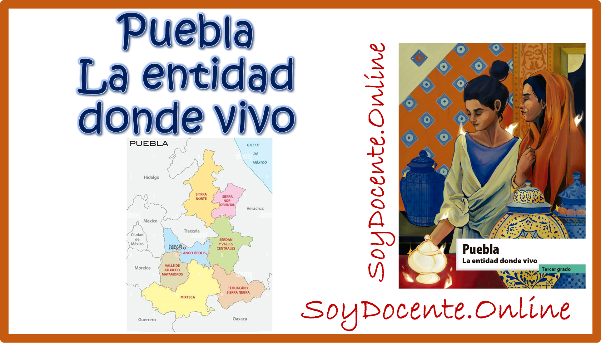 Libro Puebla. La entidad donde vivo de tercer grado de Primaria Descarga en PDF, elaborado por la SEP, distribuido por la CONALITEG.