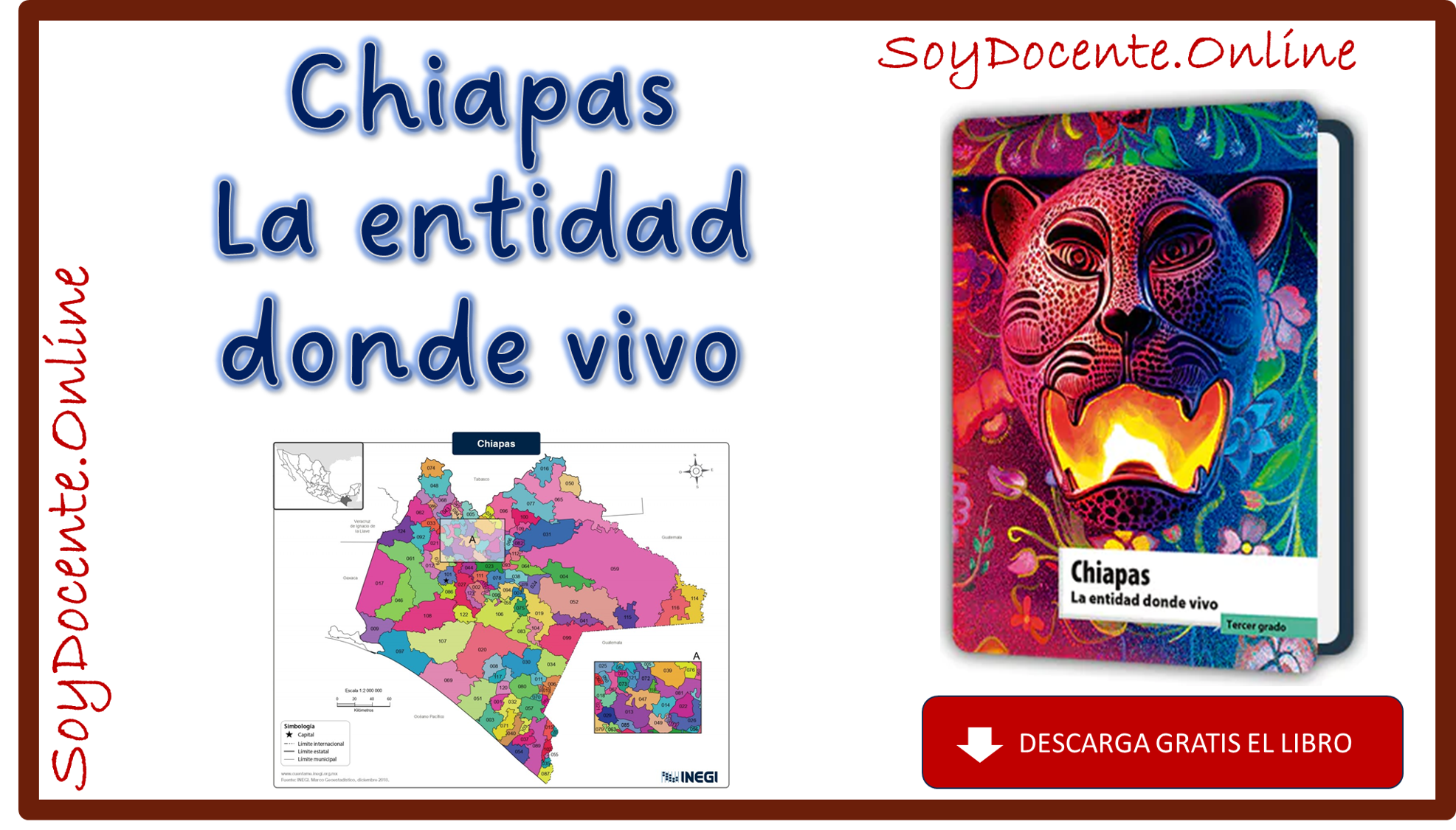 Libro de Chiapas La entidad donde vivo tercer grado de Primaria, obra de la SEP, distribuido por la CONALITEG. Descarga en PDF