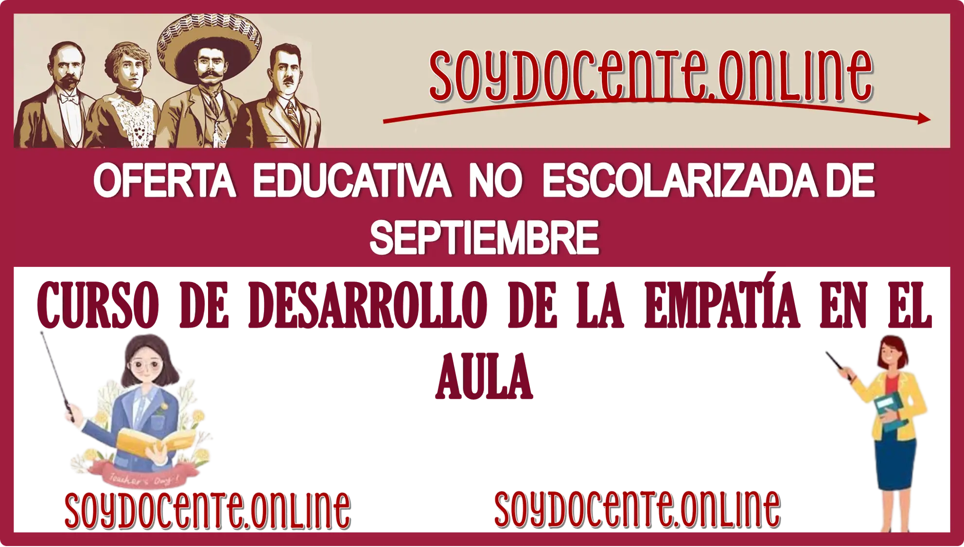 OFERTA EDUCATIVA NO ESCOLARIZADA DE SEPTIEMBRE 2024 | CURSO DE DESARROLLO DE LA EMPATÍA EN EL AULA