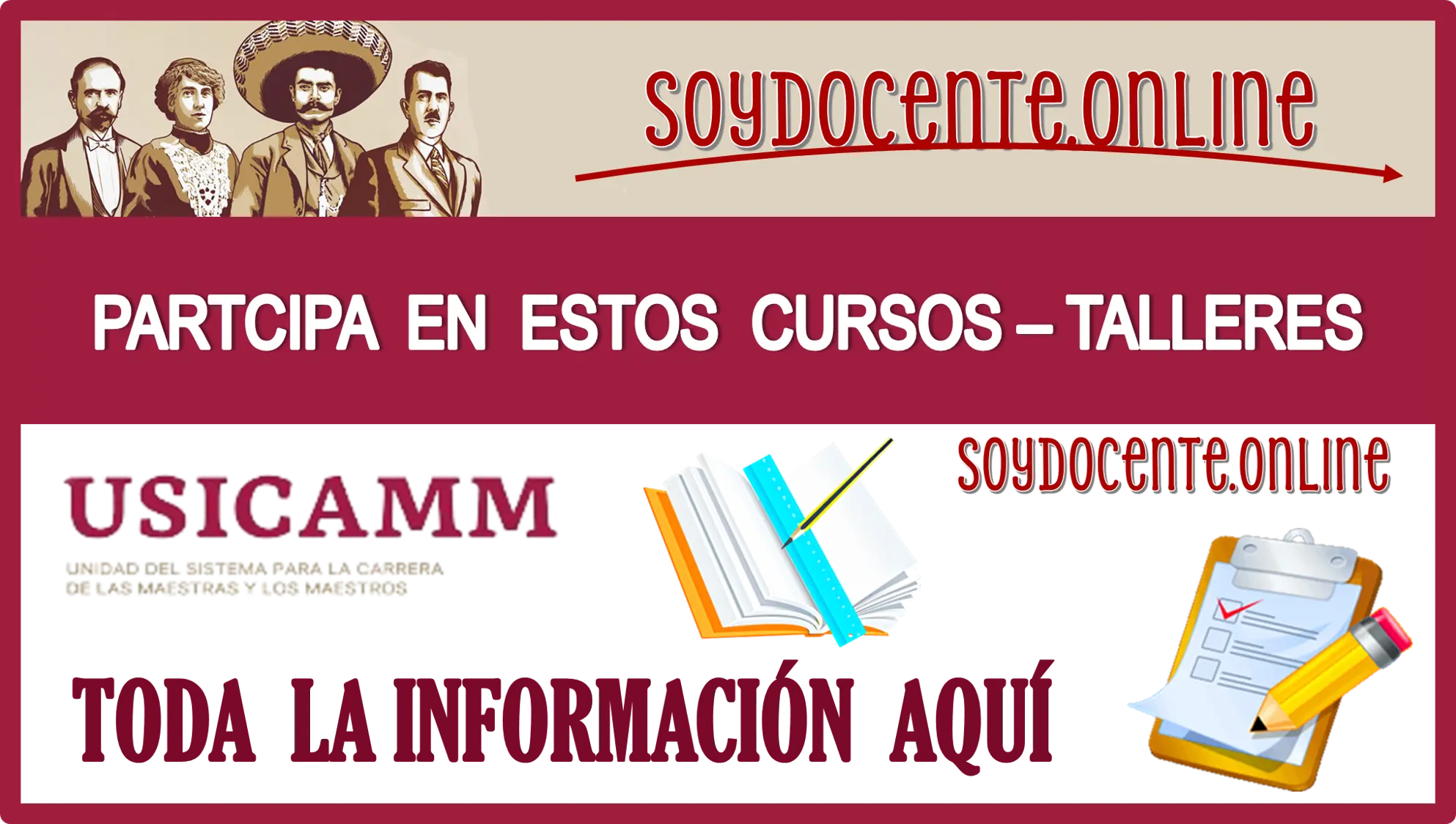 PARTICIPA EN ESTOS CURSOS-TALLERES | TODA LA INFORMACIÓN AQUÍ 