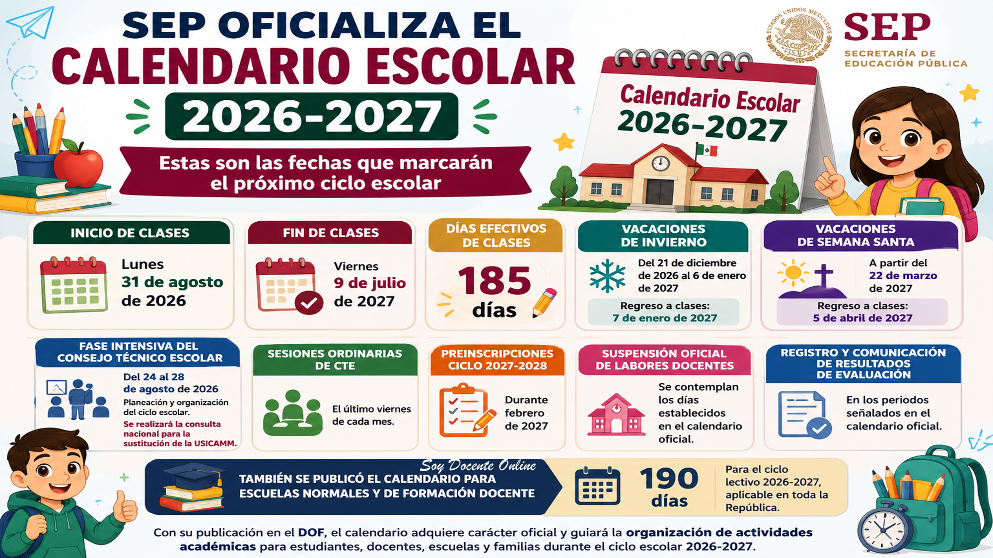 SEP oficializa el Calendario Escolar 2026-2027: estas son las fechas que marcarán el próximo ciclo escolar