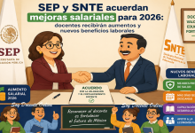 SEP y SNTE acuerdan mejoras salariales para 2026: docentes recibirán aumentos y nuevos beneficios laborales