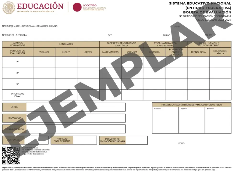 Este es el nuevo formato de las boletas de calificaciones para el próximo ciclo escolar 2024-2025